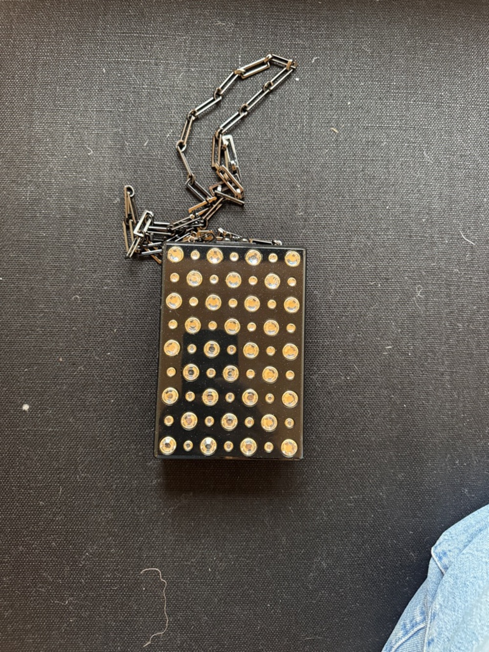 Edie Parker Black Box Pendant with Gold Studs